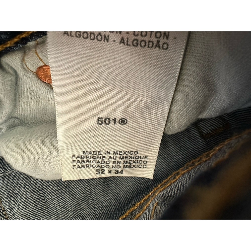 Levi's Strauss 501 32x34 Jeans Mens Denim Cotton Regular Fit. Fit 31X33.5 - Picture 6 of 7